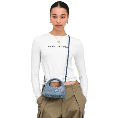 THE MICRO CROSSBODY SACK BAG IN ANTIQUE FLORAL DENIM
